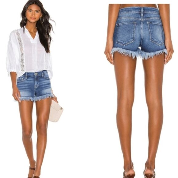 Frame Denim Le CutOff Micro Shred Shorts Fray Fringe Hem Bohemian Denim Short 28 - Picture 1 of 11